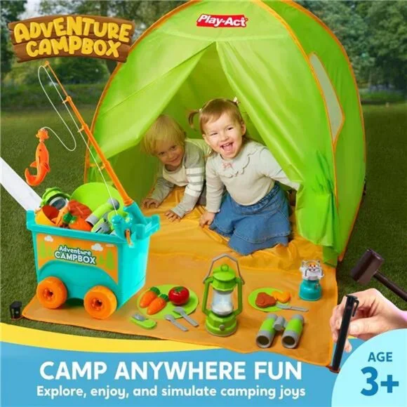 Kids Camping Set with Tent, Camping Wagon Toy, Toddler Adventure